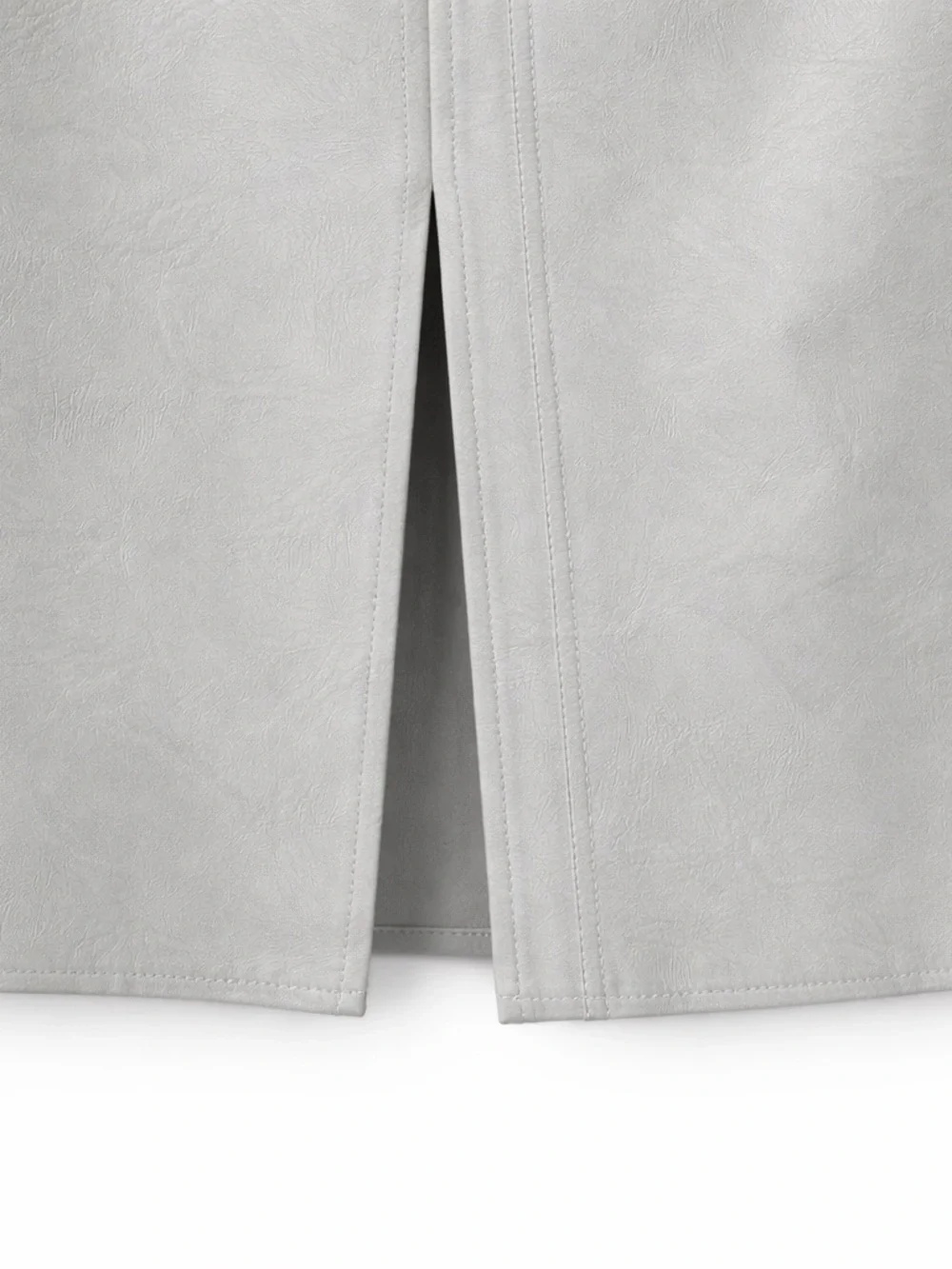 Stella McCartney Vegan Leather Midi Skirt Front Slit Taupe Minimalist Luxury SzM - Picture 6 of 12